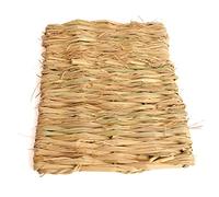 HANABASS 4pcs Hand Woven Hamster Grass Mat Dry Straw Nest for Small Pets Rectangular 28x20cm Mat for Rabbits Guinea Pigs and Hamsters