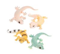 HANABASS 4pcs Miniature Gecko Figurines Lightweight Plastic Reptile Animal Models Educational for Cognitive Learning and Home Decor