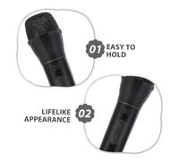 HANABASS 4pcs Pretend Microphone Lightweight Fake Mics for Karaoke Role Play Stage Costume Party Black Realistic Battery Eco Friendly