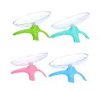 HANABASS 4pcs Silent Hamster Wheel with Transparent Flying Saucer Design Quiet Exercise Tray for Hedgehogs Mice Gerbils Rats Small Pets and Easy to Install