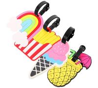HANABASS 4pcs Silicone Luggage Tag Suitcase Tag Creative Mixed Style Write Name and Address Strap Connector for Suitcase Travel Use