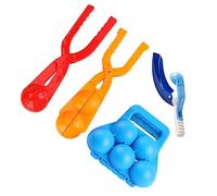 HANABASS 4pcs Snow Ball Maker Clips for Outdoor Winter with Non Slip Handle Quick Ball Mold for Snow Fights and Play Random Color Random Color