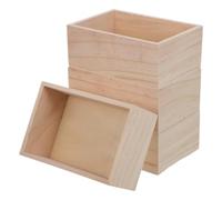 HANABASS 4pcs Unfinished Wooden Storage Boxes for Small Plants and Succulents, Sturdy Rustic Cube Planter Boxes for Home Arrangement and Drawers, DIY Craft Wooden Organizer for Sundries