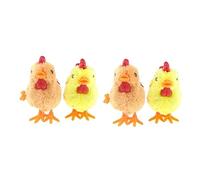 HANABASS 4pcs Wind-up Plush Chicken Toy Cuddly Clockwork Chickens for Toddlers for Walking and Jumping Practice Random Colors