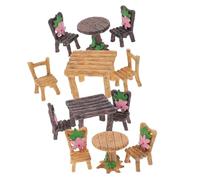 HANABASS 4sets Miniature Table Chair Set Fairy Garden Furniture for Micro Landscapes Durable Decoration for Balcony and Garden for Creative Photography