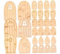 HANABASS 5 Sets Wooden Fairy Door Decor Creative Miniature Garden Ornaments for Durable Design for Garden Fairy Scenes Lifelike Atmosphere for Dollhouse Decoration