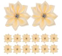 HANABASS 50pcs Flower DIY Decorations Flower Patches Lovely Polyester Embellishing Mending Hair Clips Shoes DIY Decorate Your Clothes 3cm Beige Shape