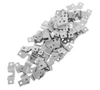 HANABASS 50pcs Heavy Duty Picture Hanging Hooks Silver Iron Two-Hole Frame Hanging Buckles Horizontal Strip Design for Secure Mounting of Posters and Photo Frames in Homes and Galleries