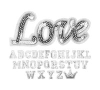 HANABASS 56pcs Alphabet Patches for Hats Iron on Sew on Letters Silver Sequin Polyester Plastic Easy to Use Comprehensive Alphabet Selection for DIY Clothing Decoration