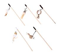 HANABASS 5pcs Cat Teaser Stick Flirting Toy for Indoor Cats Lightweight and Flexible Design Engaging Bell Pendant Fun Playtime for Kittens to Exercise and Alleviate Boredom