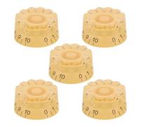 HANABASS 5pcs Electric Guitar Rotary Volume Knobs Plastic Gear-shaped Replacement Parts for Classic Style Guitars Yellow with Black Lettering Tone Control and Audio Accessories