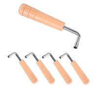 HANABASS 5pcs Lyre Tuning Tool with Ergonomic Wooden Handle Lyre Harp Accessory for Precise Tone Adjustment Tuning Wrench for Performances and Daily Practice