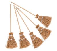HANABASS 5PCS Miniature Dollhouse Brooms Set Mini Cleaning Tools for Fairy Garden and Kitchen Decor Scaled Accessories for Doll House Furniture and DIY Miniature Scenes