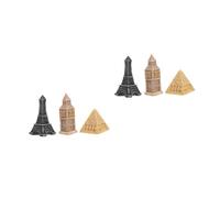 HANABASS 6 pcs Miniature World Landmark Models with Egyptian Pyramid Statue Eiffel Tower Realistic Micro Scenery Props for Home Decor Shelf Ornaments Model Train Accessories