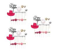 HANABASS 63 pcs Mini Western Cowgirl Hats for Party Decorations Dollhouse Accessories Cute Miniature Cowboy Themed Cake Toppers for Showers and Dress Up Play
