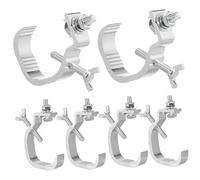 HANABASS 6pcs Aluminum Stage Lamp Hooks Heavy-Duty Clamps for Moving Head LED Spotlights Truss Lighting Fixtures Silver Bracket for Tubes