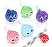HANABASS 6Pcs Ceramic Puffer Fish Chopstick Holder Cute Chopsticks Rest for Spoon Fork Tabletop Decor Home Dining