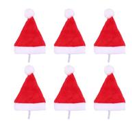 HANABASS 6Pcs Christmas Pet Santa Hat Set - Adjustable & Soft Cone Hat for Dogs, Cats, Puppies & Kittens - Cute Holiday Party Costume with Elastic Band - Ideal for Xmas Photo Props