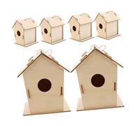 HANABASS 6pcs DIY Wooden Bird House Craft Kit for Unpainted Wooden Birdhouses for Outdoor Painting Activities Enhance Creativity and Skill Building