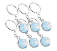 HANABASS 6Pcs Globe Keychains Creative Earth Planet Key Rings for Backpack Party Favors and Craft Projects Fun Key Chain Charms for Decorations and Back to School