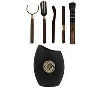 HANABASS 6pcs Gong Fu Tea Tools Set for Tea Ceremony Accessories Premium Ceramic and Copper Material with Chic Look