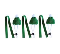 HANABASS 6pcs Green Knitted Pet Woolen Hats and Double-Sided Fleece Scarves Set for Small Animals, Guinea Pig Decorative Hat and Hamster Costume Photo Prop, Comfortable Pet Cosplay