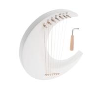HANABASS 7 String Moon Lyre Harp String Wooden Lyre Instrument with Tuning Wrench Crescent Shaped Musical Instrument for Beginners and Music Lovers Compact for Home Travel and Practice