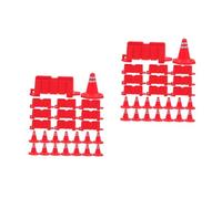 HANABASS 80 pcs Miniature Traffic Cones and Road Signs for Realistic Sand Table Accessories with Barriers and Cones Educational for Role Play Spatial Imagination and Problem Solving Skills