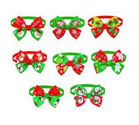 HANABASS 8Pcs Christmas Pet Bow Ties for Dogs and Cats Festival Ornament with Santa Claus and Snowman Patterns Comfortable Cloth Material for Holiday Decoration