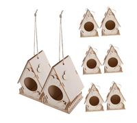 HANABASS 8PCS DIY Wooden Birdhouse Kit for Unfinished Hanging Bird Houses Craft Interactive Art Project to Paint and Build Sustainable Garden Nesting Box for Childrens Creative Learning