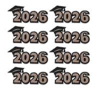 HANABASS 8pcs Embroidered Patches for Graduation Season with Iron on Backing, Classic Black Embroidery for Gown and Jeans, School Patches for Covering Tears or Clothing Embellishment