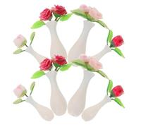 HANABASS 8pcs Mini Vase Dollhouse Accessories Faux Porcelain Micro Landscaping Decor with Realistic Rose Details for Fairy Garden Miniature House Decoration and Educational Craft Projects