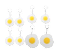 HANABASS 8Pcs Poached Egg Keychain Set - Miniature Food Themed Keyrings with Small 6Cm and Large 9Cm Sizes - Cute Fried Egg Bag Charms for Women’S Handbag Accessories and Party Favors