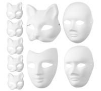 HANABASS 9 Pcs Blank Paper Masks for Crafting Paintable Halloween Masks for Adults Ergonomic Fit Masquerade Party Supplies for Creative Decoration and Cosplay