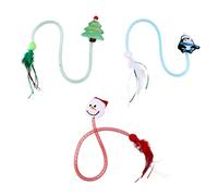 HANABASS 9 PCS Christmas Cat Teaser with Bells and Catnip Interactive Kitten Spring Tubes for Indoor Play Festive Pet Supplies to Reduce Destructive Habits and Engage Cats
