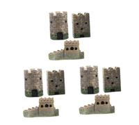 HANABASS 9 Pcs Resin Sand Table Castle Models Miniature European Square Round Castles and Chinese Great Wall Pillbox Realistic Landscape Ornaments for Collectors and Sand Table Enthusiasts