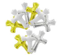 HANABASS 9pcs Cross Shaped Foil Balloons for Baptism Party Decorations Jumbo Religious Christening Balloons White Silver Gold for Boy Girl Communion and Christmas Home Decor