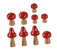 HANABASS 9pcs Mini Wood Mushroom Ornaments for Garden and Patio Realistic Wooden Micro Figurines DIY Fairy Garden Accessory Compact Decoration