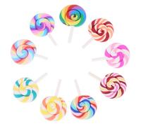 HANABASS 9Pcs Unique Miniature Lollipop Ornaments Colorful Fake Candy Decor for Dollhouses Party Decorations and Micro Landscapes Realistic Rainbow Lollipops for Creative Play