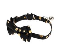 HANABASS Adjustable Washable Pet Collar with Detachable Bowknot and Bell Comfortable Double Cat Neck Decor for Cats and Kittens Safe Black Leopard Print Design for Daily Wear and Special