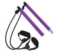 HANABASS Adjustable Yoga Stick with Resistance Bands Compact Fitness Bar for Home Gym Workouts Detachable Portable Fitness Equipment Purple