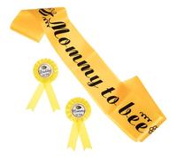 HANABASS Baby Shower Pregnancy Sash Belt Set with Mommy be Sash and Daddy be Corsage Pin, Yellow Fabric Photo Props, Sturdy and Not Easy to Tear for Baby Announcement