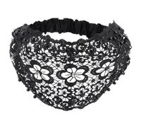 HANABASS Band Black and Hair for Elastic Adjustable Secure, Fixing Stretchy Elegant Lace Headband with Artificial Pearls Featuring Plum Blossom Design, for Party Daily Life