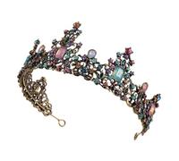 HANABASS Baroque Bride Wedding Crown with Rhinestones Vintage Tiara Hair Ornament for Bridal Party Performance Show Accessories Random Color
