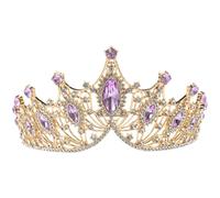 HANABASS Baroque Purple Rhinestone Wedding Tiara Crown for Bride, Elegant Crystal Bridal Headpiece, Women’S Antique Style Crown Headband for Wedding and Special Occasions