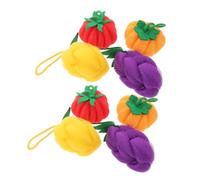 HANABASS Bath Loofah Set and for Bathroom Decor Bathroom Decor 8pcs Cute Fruit Shape with Quick Lather and Gentle Exfoliation, Mesh Shower Pouf in Lemon, Tomato, Grape, and Pumpkin Shapes