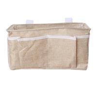 HANABASS Beige Cotton and Linen Dormitory Hanging Storage Bag with Two Small Front Pockets and Side Mesh Pockets, Practical Organizing Storage for Dorm Bedside and Living Room Use, Fine