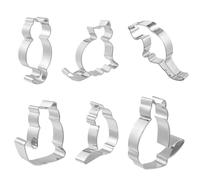 HANABASS Biscuit Cutters Cookie Moulds Cat Shape Stainless Steel 6pcs Easy to Cut and Reusable in Silver for Baking Suitable for Biscuit Dough and Cakes