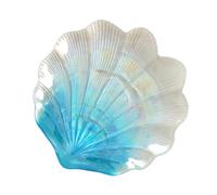 HANABASS Blue Iridescent Shell-shaped Jewelry Storage Tray Lightweight Decorative Glass Plate for Earrings Necklaces Bracelets Rings Organiser for Bathroom Study Living