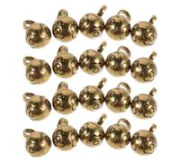 HANABASS Brass Bell Charm Golden Antique Style Accessory Vintage 20pcs round Carved Flower Design, Silent Solid Brass Pendant for Keychain and Sewing Crafts